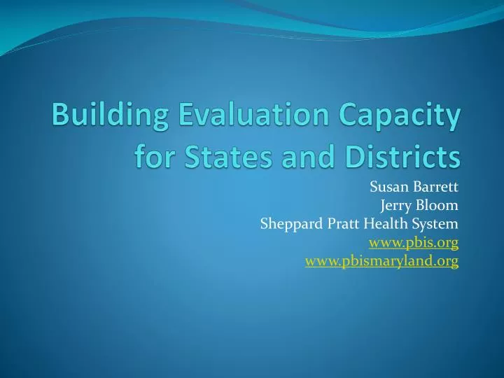 building evaluation capacity for states and districts
