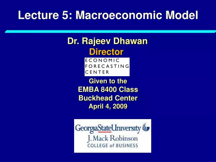 lecture 5 macroeconomic model