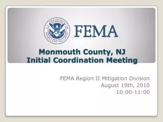 Monmouth County, NJ Initial Coordination Meeting