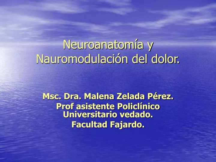 neuroanatom a y nauromodulaci n del dolor