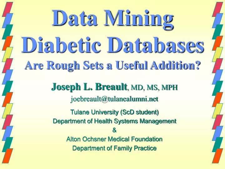 data mining diabetic databases are rough sets a useful addition