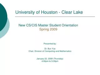 New CS/CIS Master Student Orientation Spring 2009