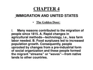 CHAPTER 4 IMMIGRATION AND UNITED STATES