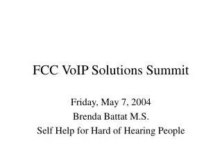 FCC VoIP Solutions Summit