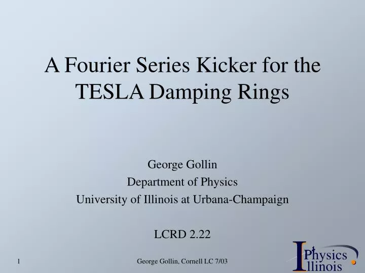 a fourier series kicker for the tesla damping rings