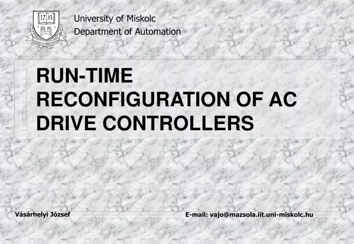 run time reconfiguration of ac drive controllers