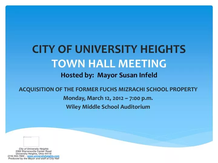 city of university heights town hall meeting hosted by mayor susan infeld