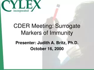 CDER Meeting: Surrogate Markers of Immunity