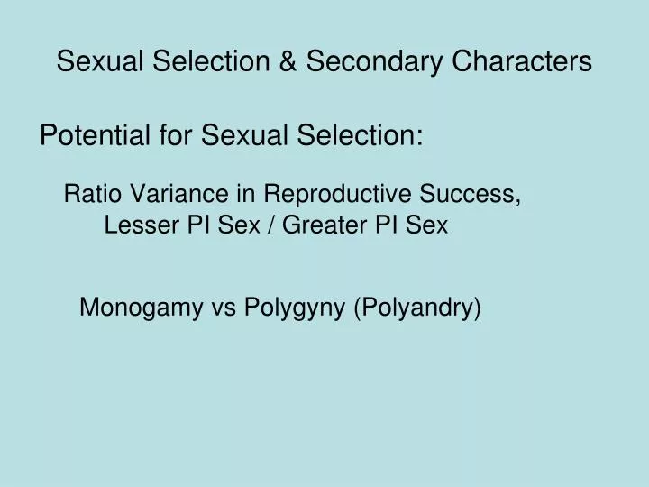 sexual selection secondary characters