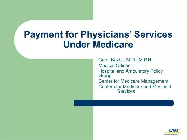 payment for physicians services under medicare