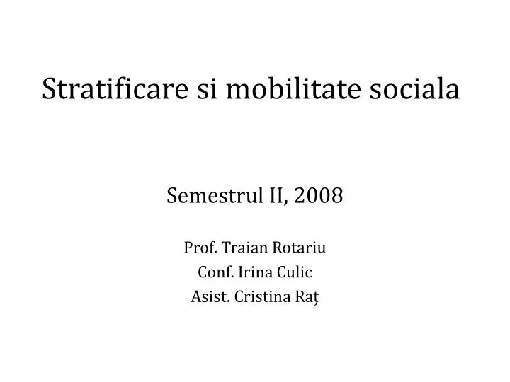 stratificare si mobilitate sociala