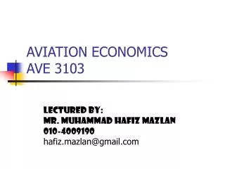 AVIATION ECONOMICS AVE 3103