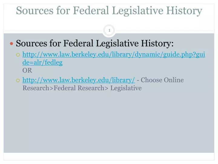 sources for federal legislative history