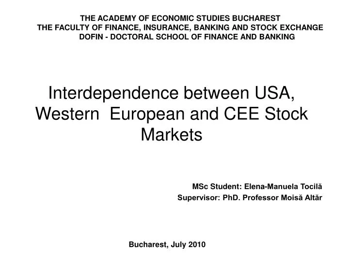 interdependence between usa western european and cee stock markets
