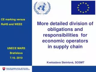 More detailed division of obligation s and responsibilities for economic operators in supply chain Kvetoslava Stein