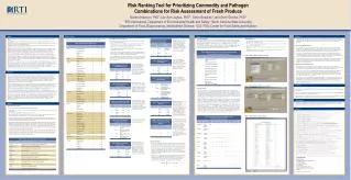 Risk Ranking Tool for Prioritizing Commodity and Pathogen Combinations for Risk Assessment of Fresh Produce