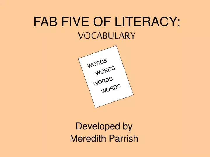 fab five of literacy vocabulary