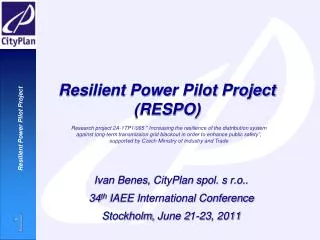 Resilient Power Pilot Project ( RESPO)