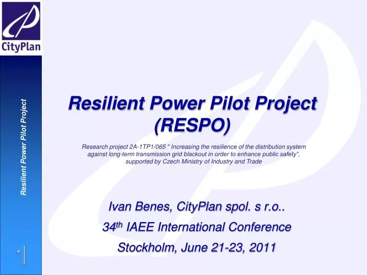 resilient power pilot project respo