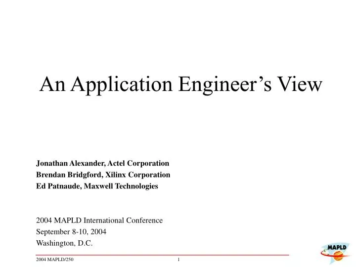 an application engineer s view