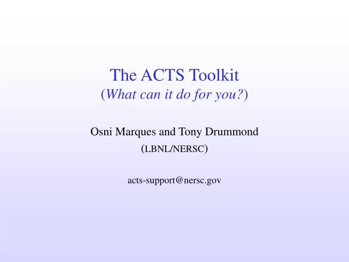 the acts toolkit what can it do for you