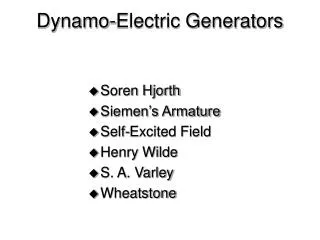 Dynamo-Electric Generators