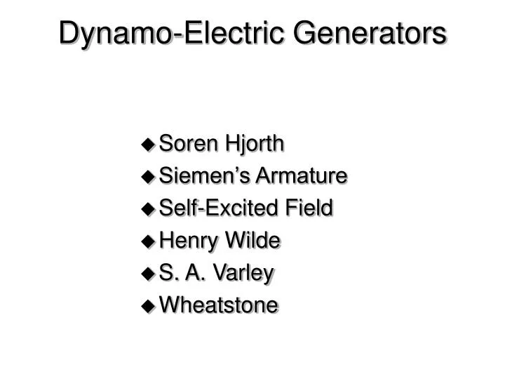 dynamo electric generators