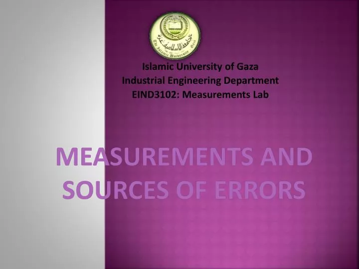 measurements and sources of errors