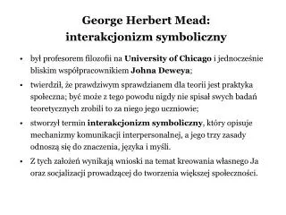 George Herbert Mead: interakcjonizm symboliczny