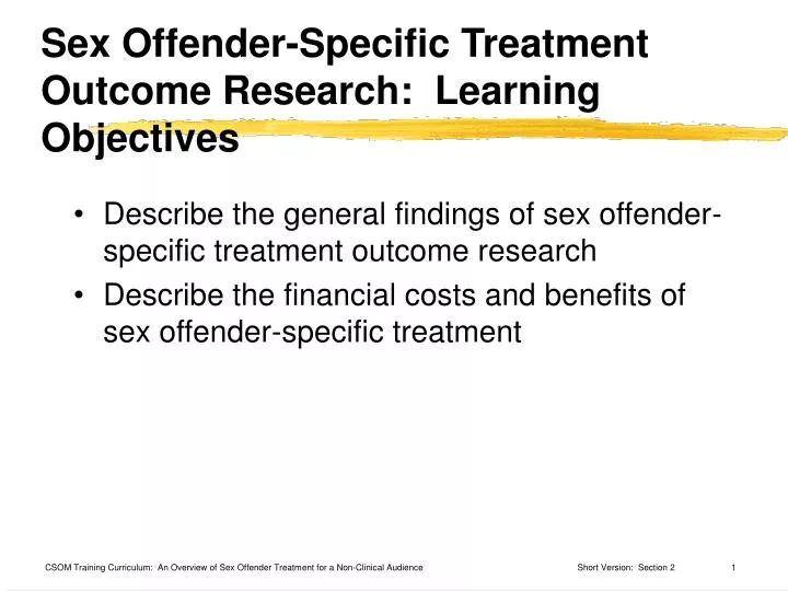 sex offender specific treatment outcome research learning objectives