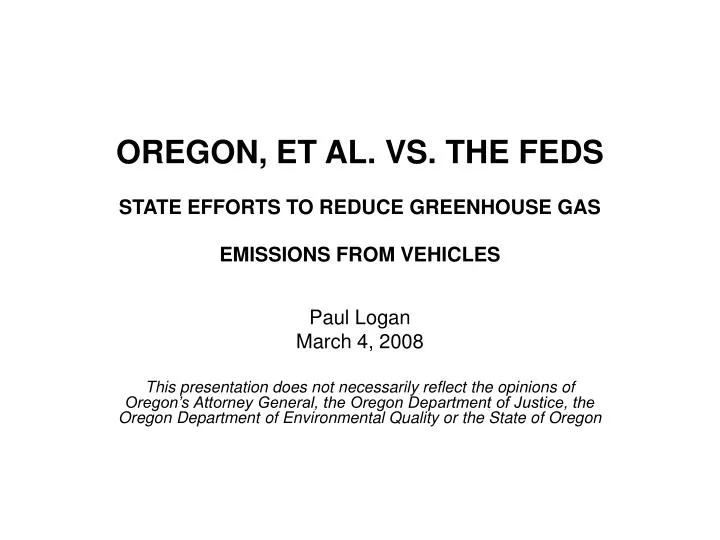 oregon et al vs the feds state efforts to reduce greenhouse gas emissions from vehicles
