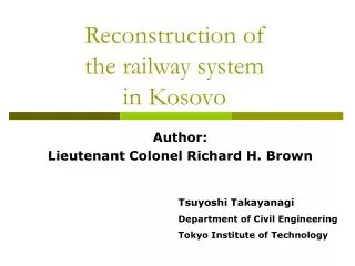 Reconstruction of the railway system in Kosovo