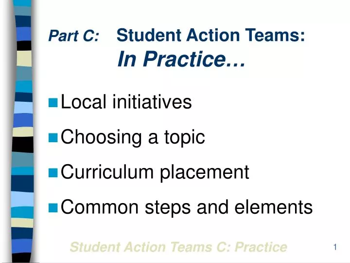 part c student action teams in practice