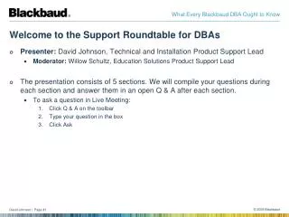 Welcome to the Support Roundtable for DBAs