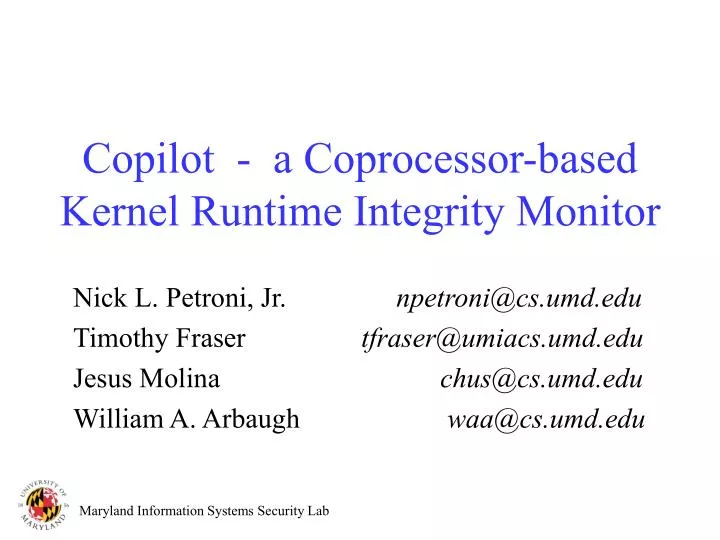 copilot a coprocessor based kernel runtime integrity monitor