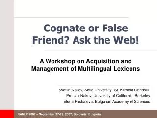 Cognate or False Friend? Ask the Web!