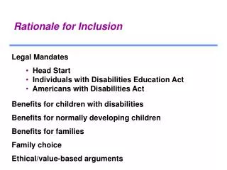 Rationale for Inclusion