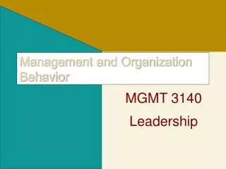 Management and Organization Behavior