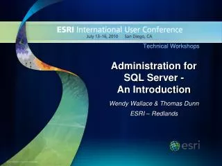 Administration for SQL Server - An Introduction