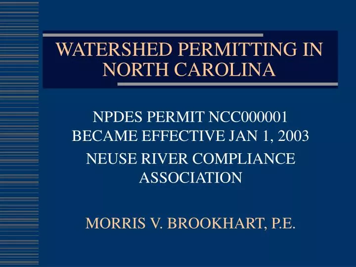 watershed permitting in north carolina