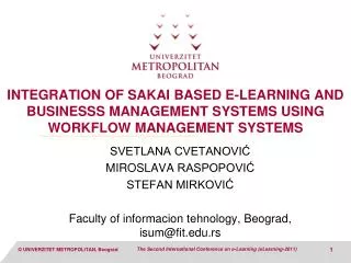 Integration OF SAKAI based E-learning and BUSINESSS MANAGEMENT SYSTEMS USING Workflow management systems