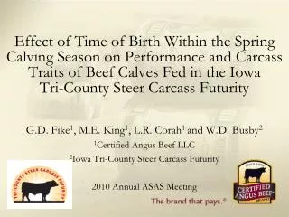 Effect of Time of Birth Within the Spring Calving Season on Performance and Carcass Traits of Beef Calves Fed in the Iow