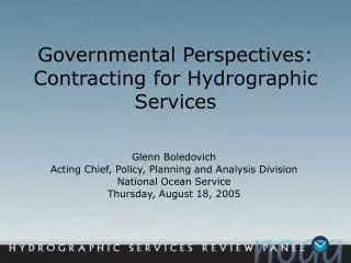 Governmental Perspectives: Contracting for Hydrographic Services