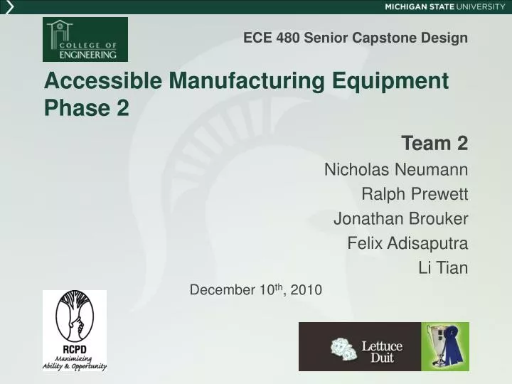 accessible manufacturing equipment phase 2