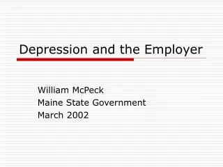 Depression and the Employer