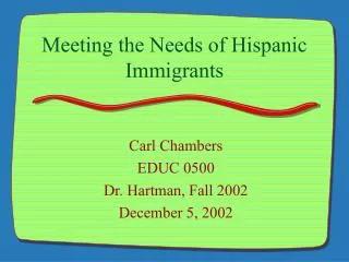 Meeting the Needs of Hispanic Immigrants
