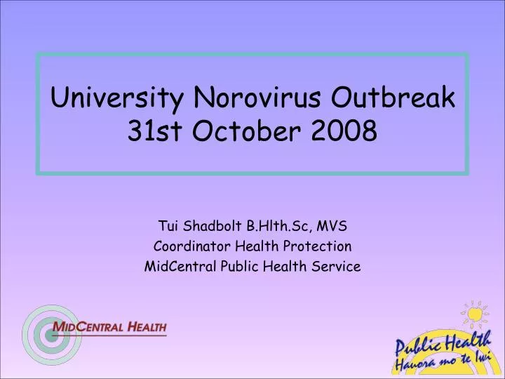 university norovirus outbreak 31st october 2008