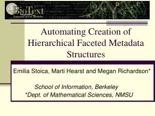 Automating Creation of Hierarchical Faceted Metadata Structures