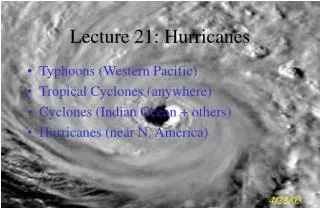 Lecture 21: Hurricanes