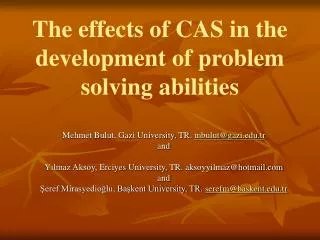 The effects of CAS in the development of problem solving abilities